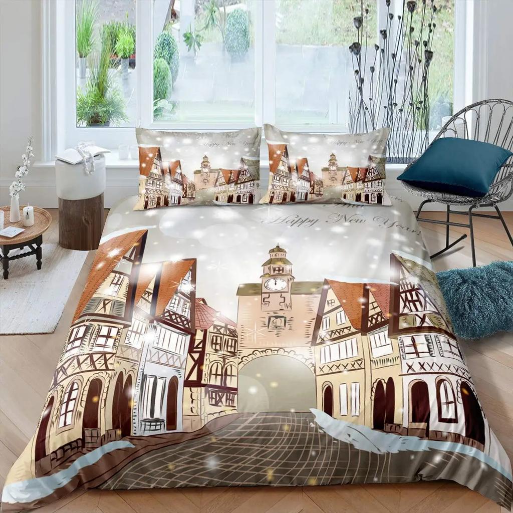 Castle Duvet Cover Set Full Queen Size Medieval Castle Bedding Set Fairy Tale Myth Theme Quilt Cover Comforter Cover Set 2/3pcs