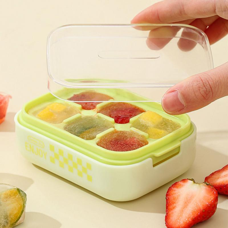 Lisovací forma na ledové kostky s víkem a nádobou Silikonová nádoba na led 6 přihrádek Forma na výrobu ledu na pivo Rychlomrazící kuchyňský gadget