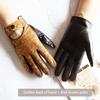 Summer Driving Leather Driver Gloves Women's Fashion New Thin Unlined Black Sheepskin All Finger Motorcycle Riding Gloves