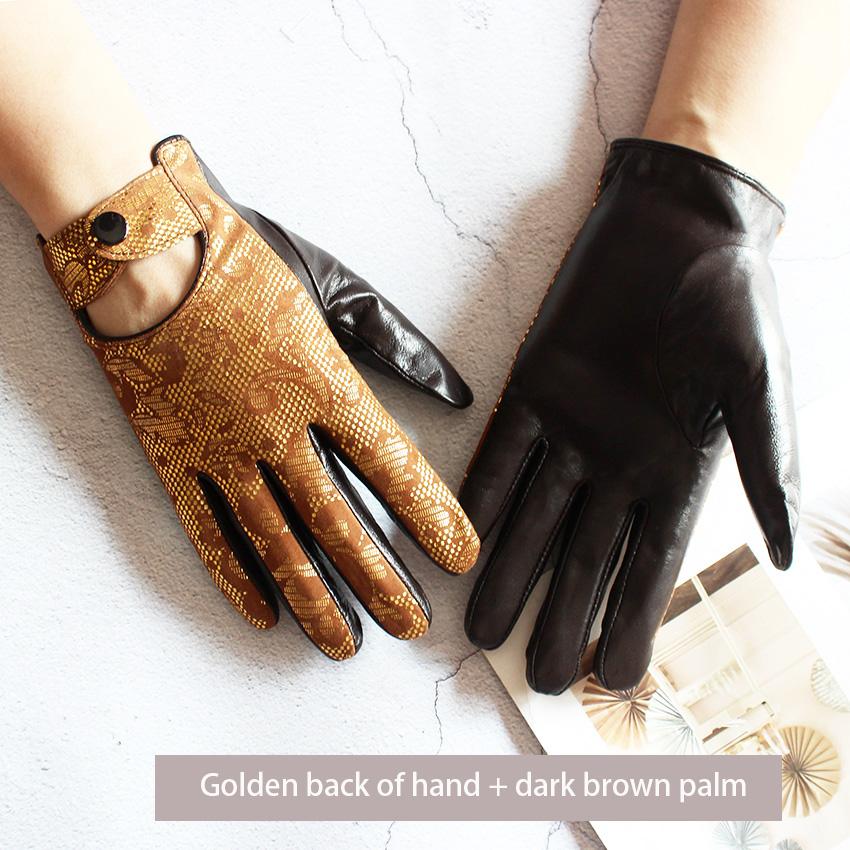 Summer Driving Leather Driver Gloves Women's Fashion New Thin Unlined Black Sheepskin All Finger Motorcycle Riding Gloves