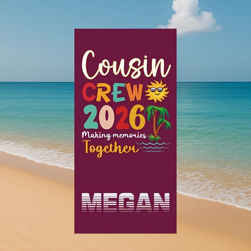 Personalized Crew Beach Towel Custom Name/Logo Oversized Microfiber Towel Summer Gift for Family Reunion, Vacation, Pool Party