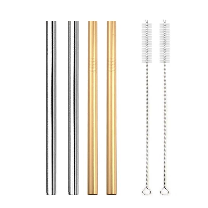 12mm Boba Metal Straw Eco-friendly 304 Stainless Steel Straws Set Reusable Drinking Straw for Bubble Tea Milkshake Bar Accessory