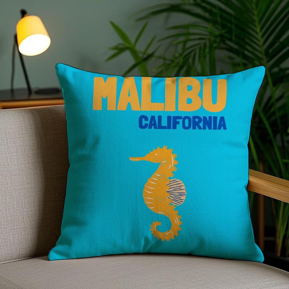 

Hand Drawn Marine Life Pillow Case Silky Elegant Comfort Sofa Bed Invisible Zipper 30X30cm