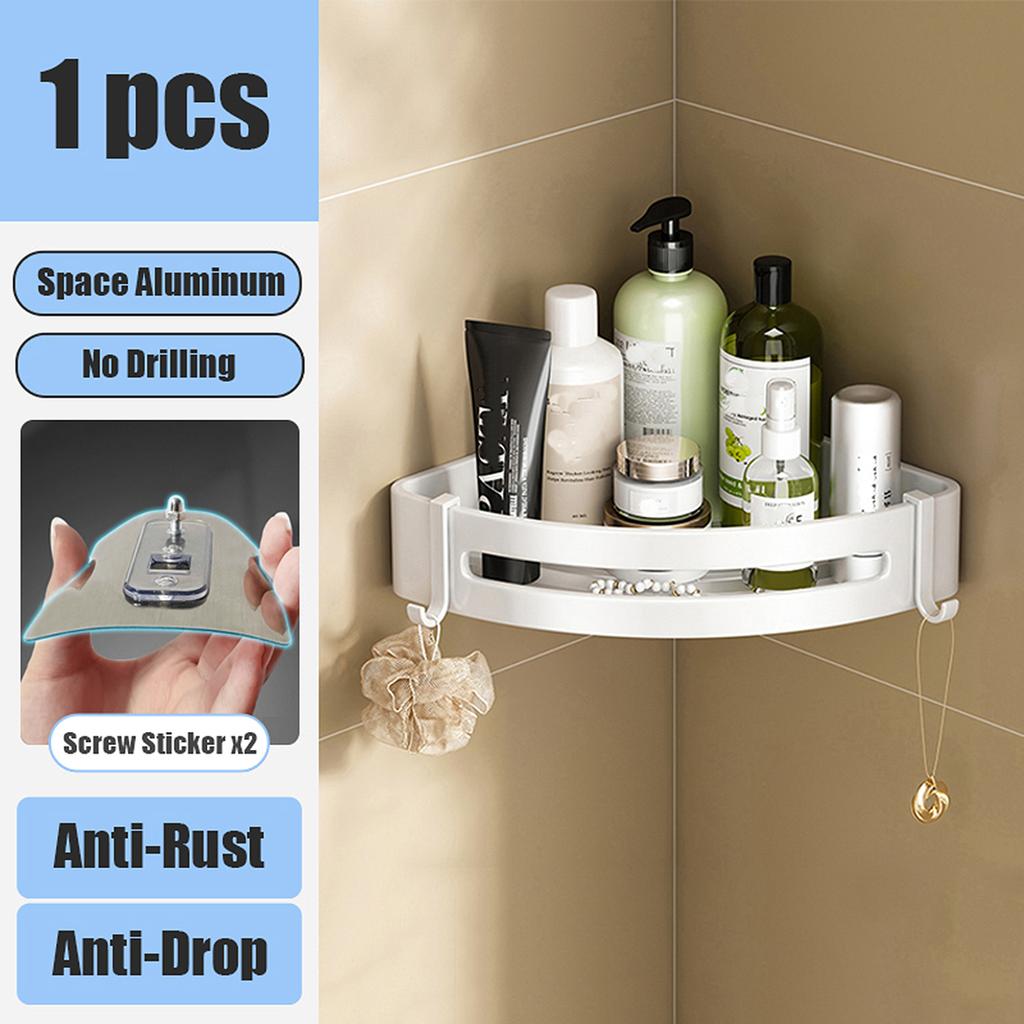 Badezimmerregal ohne Bohren, Wandmontage, Shampooflasche, Dusch-Eckregal, Toiletten-Aufbewahrungsregal, Aluminium, Badezimmer-/Küchenzubehör