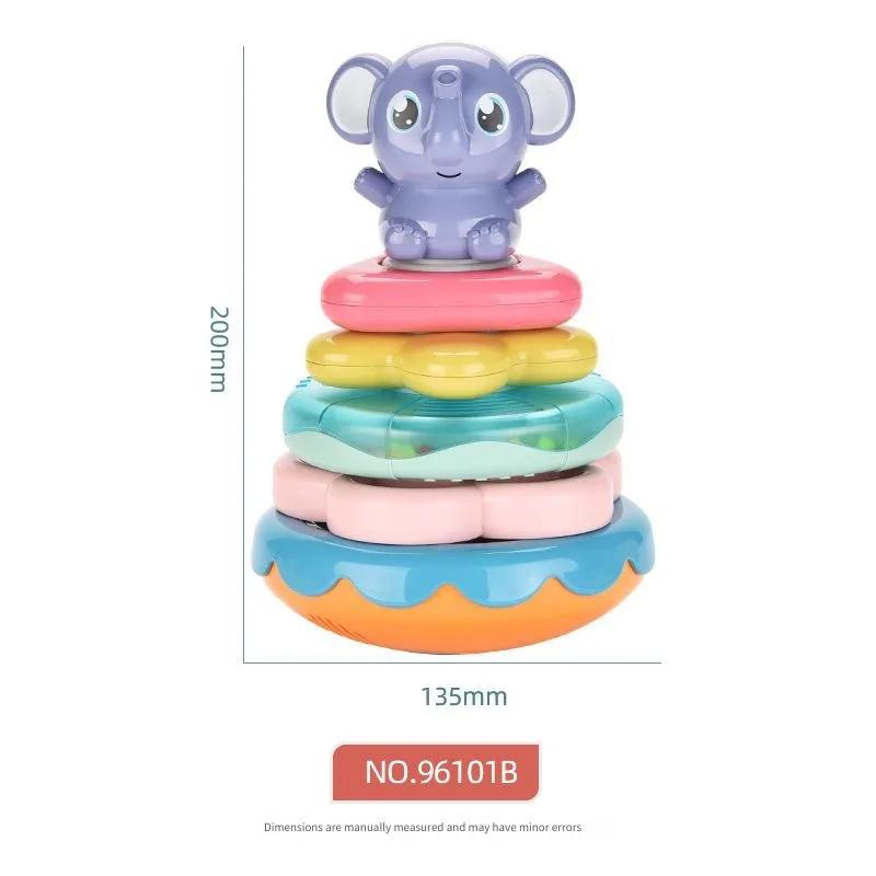Baby & Infant Puzzle Toy Gift-Children's Electric Elephant Stacking Joy Tumbler Fun Cash Register & Early Education Learning Toy