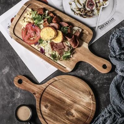 Steak Plate Wooden Household Japanese Wooden Plate Rectangular Plate Western Food Plate Breakfast Tableware Pizza Wooden Tray