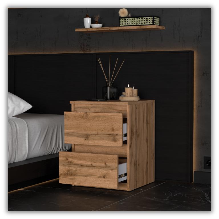 Loft Bedside Cabinet 40 Cm Oak Wotan Large Bedside Table Nakastlik For Bedroom