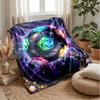 Cosmic Soccer Ball Blanket Personalized Name Flannel Blanket Soft Cozy Plush Throw for Sofa Bed Lightweight Home Decor