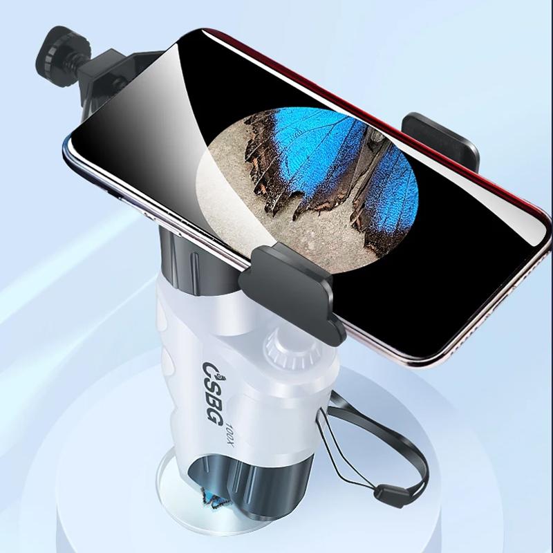 Kit microscopio portatile 100x Lab Mini microscopio tascabile portatile con luce a LED regalo per bambini