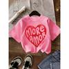 European Sizes Cute And Stylish Spanish "More Love" Heart Print Short-Sleeve T-Shirt for Girls. Fun Design, Soft And Comfortable Fabric