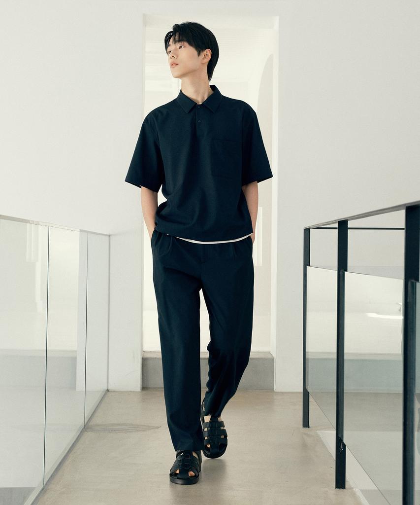 MINDBRIDGE [Air Cool] One-Puck Relaxed Fit Seersucker Airhole Full Elastic Waist Pants