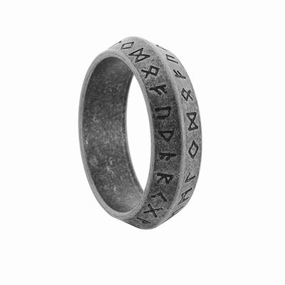 Δαχτυλίδι Ρούνων Futhark Βίκινγκ Νορβηγικό Ανδρικό Αντίκα Ασήμι Ανοξείδωτο Ατσάλι Φυλαχτό Vegvisir Ισλανδικά Κοσμήματα Δώρο