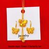 Gold Butterfly Tassel Necklace & Ring Set - Silk Floss Flash Design for Mid-Autumn Festival