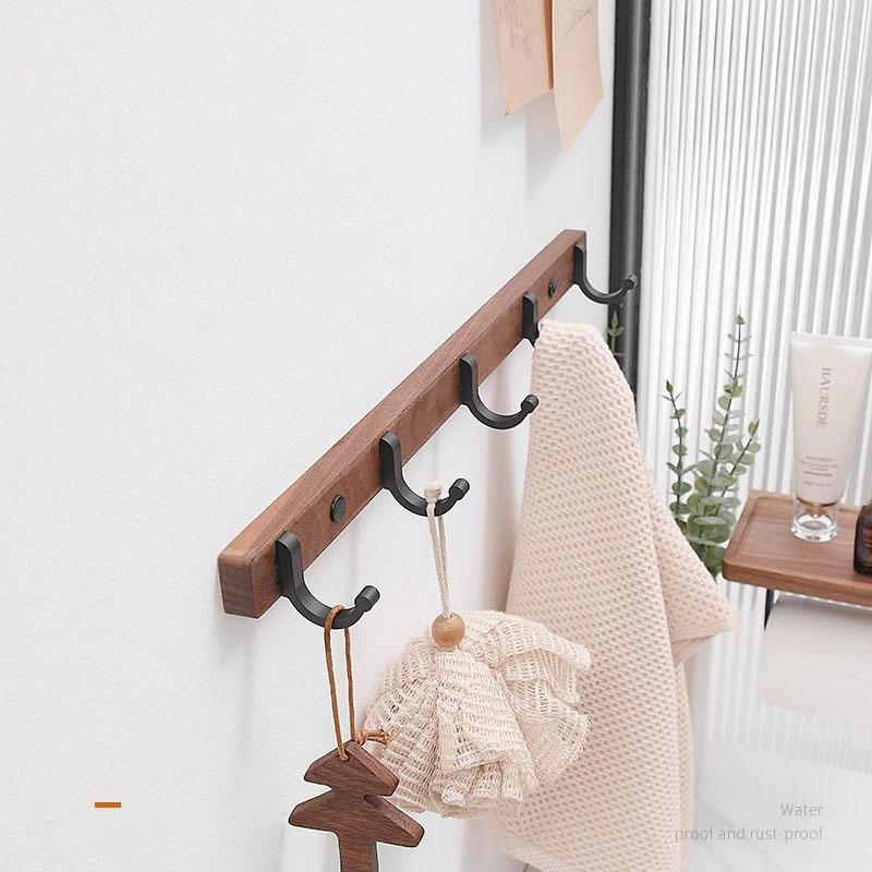 Black/White Aluminum Bathroom Hook Walnut Wall-mounted Clothes Hanger Coat Hat Hook Shower Room Storage Hooks Bedroom Hooks