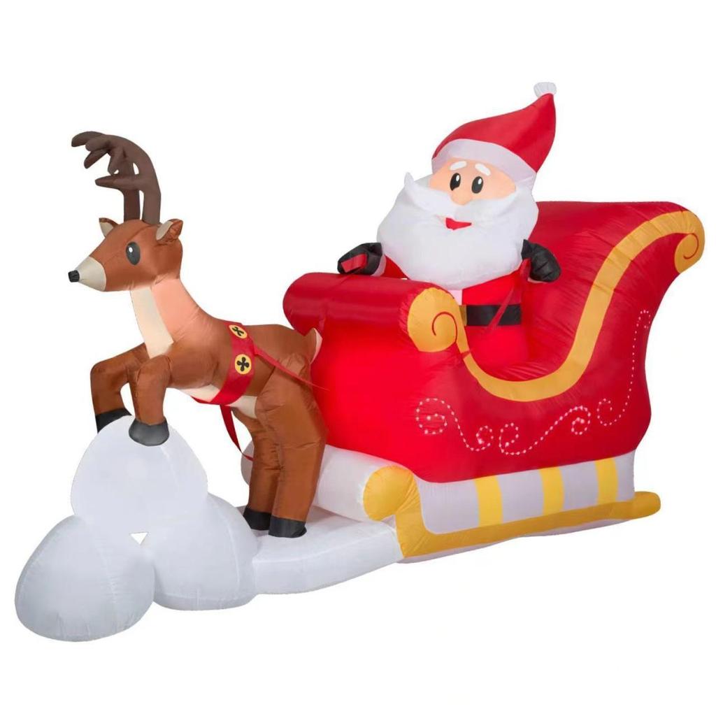 Santa Claus On Sleigh Outdoor Party Christmas Decoration with LED Light Ornament Lighted Built In Blower Inflatable Santa Claus