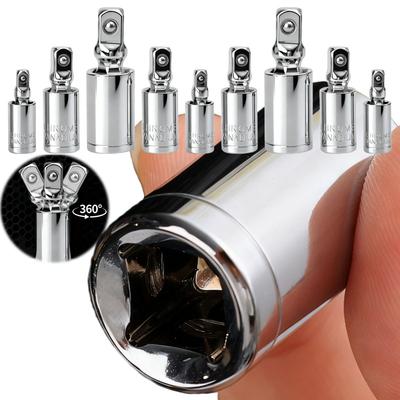Joint Set Ratchet Angle Extension Bar Socket Adapter Universal Socket Tools 1/4" 3/8" 1/2" Manual and Pneumatic Bendable Adapter