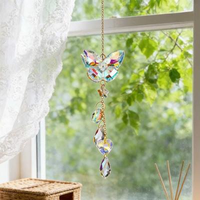 Künstlicher Kristall Sonnenfänger Bunter Prisma Schmetterling/Libelle Fensterhängeornament für Fenster Decke Garten Heimdeko