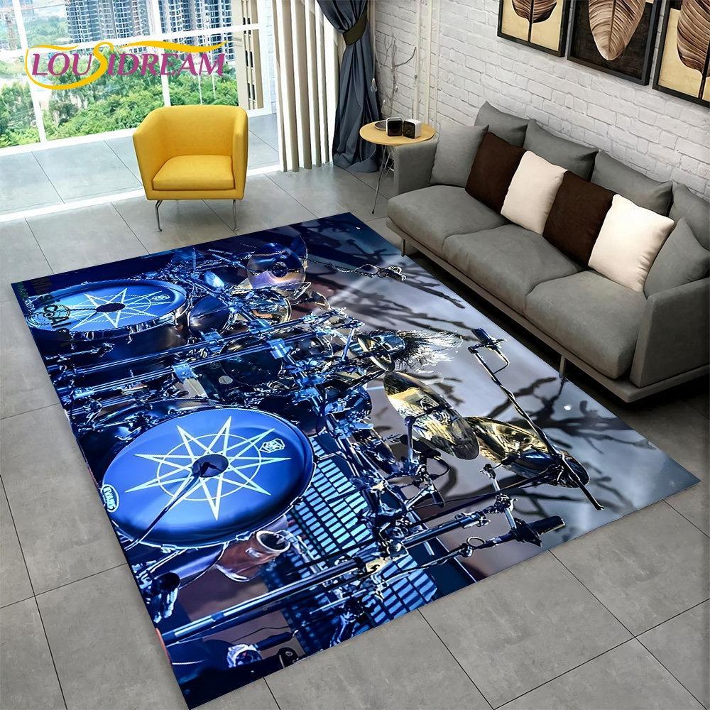 3D Drum Kit Music Instruments Area Large Carpet Rug for Home Living Room Bedroom Doormat DecorArea Rug Carpet Non-slip Floor Mat