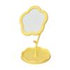 Flower Desk Makeup Mirror with Storage Tray 360 Degrees Rotation Desktop Vanity Mirror Multi-purpose Women Cosmetic Table Mirror Jewelry Organizer