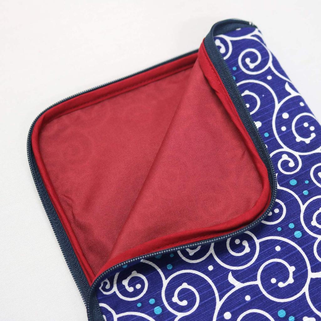 Kyosuke Dot Arabesque Stamp Book Pouch Navy L-Shaped