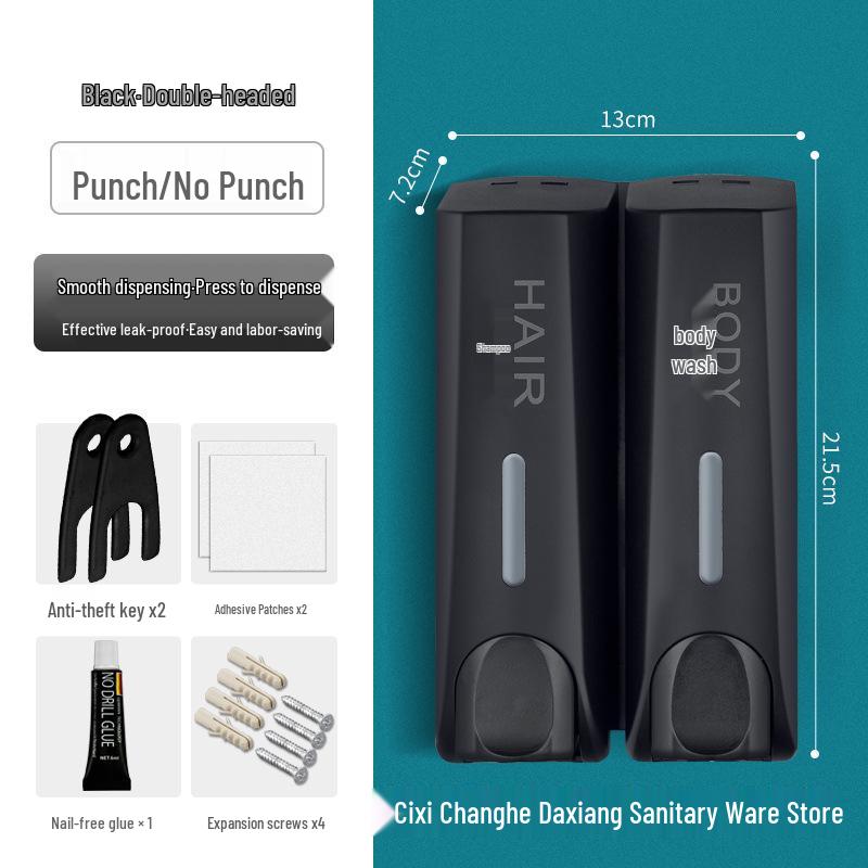 Dual-Head Wall-Mounted Soap Dispenser for Hotels and Guest Houses