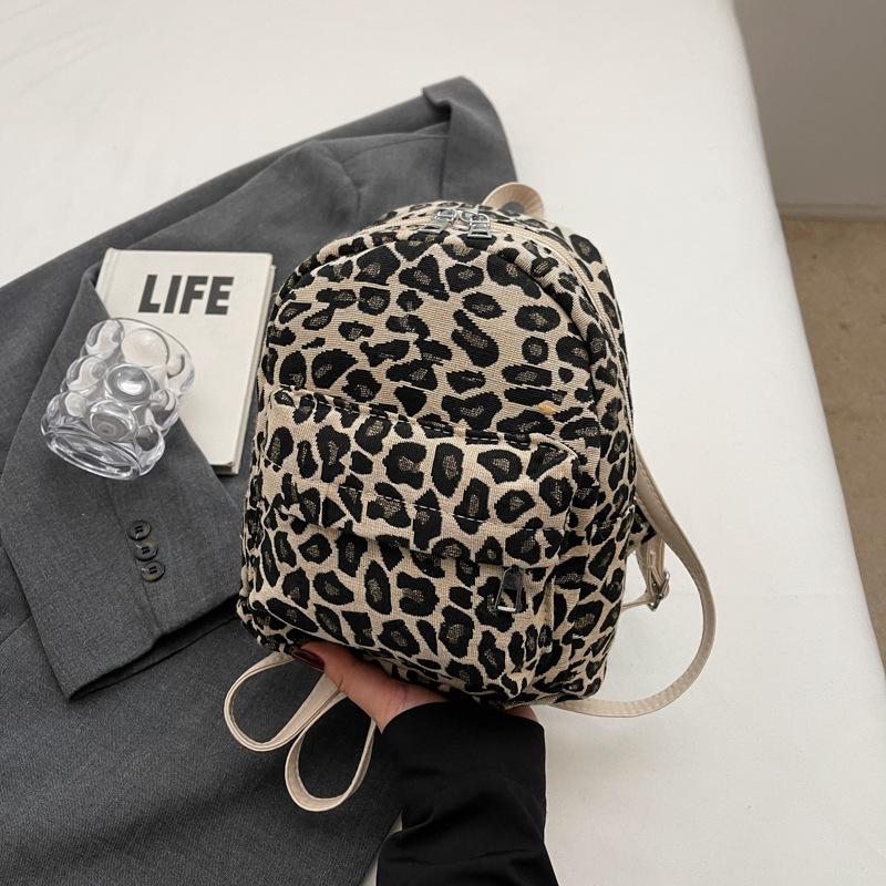 Premium niche design backpack 2025 new mini personalized women's bag leopard print versatile trendy casual backpack
