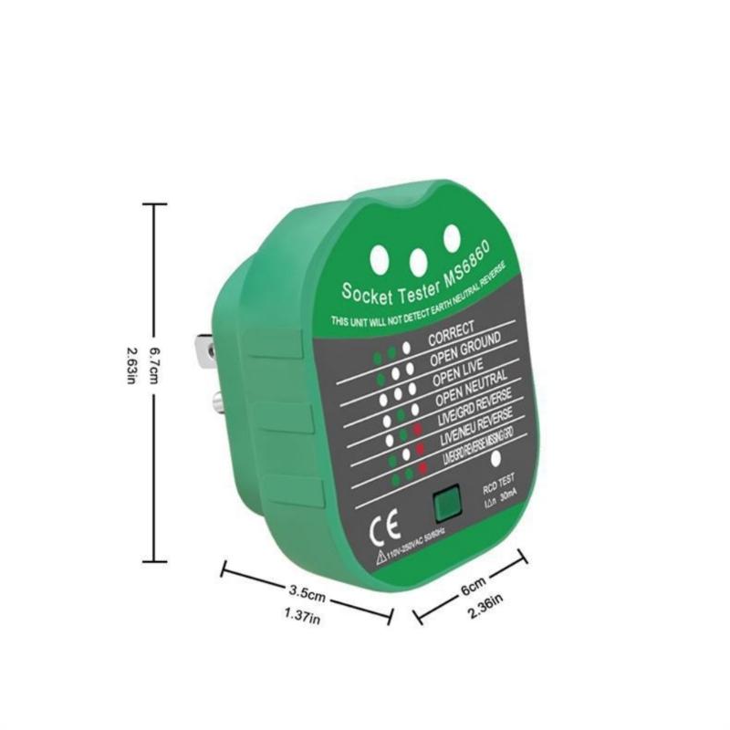 Socket Tester 110 to 250V Voltage Detectors with RCD Function & Polarity Check for Safe Electrical Wiring Inspection