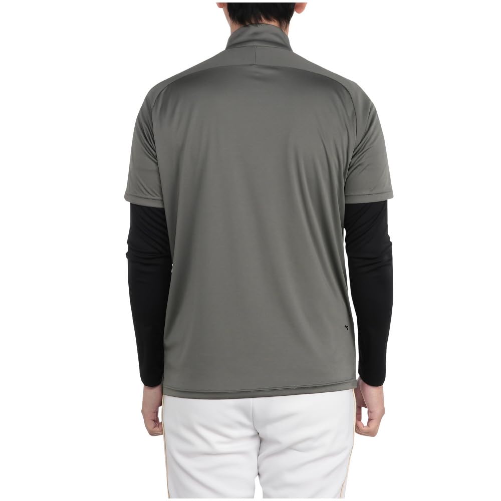 Golf Wear Layered Set Short Sleeve Half Zip Long Sleeve Mock Neck Quick Dry E2MHB501 Charcoal Gray X Black [Mizuno] UPF50+ Men's