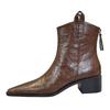 Designer Punk Vintage Pointed Toe Women Ankle Boots Autumn Winter Zipper Shoes Fashion Square Heel