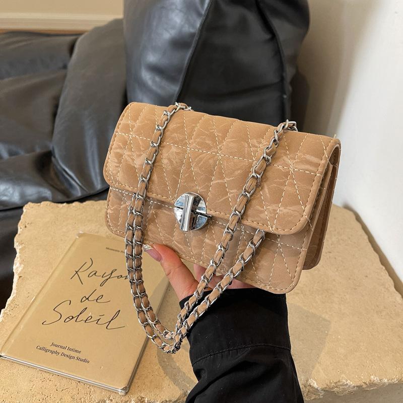 Fashion Shoulder Chain Bag, Women'S Crossbody Small Square Bag, Niche High-Value Diamond Commuter Armpit Bag
