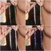 Elegant Luxury Emerald Rhinestone Tassel Earrings - Versatile Three-Row Chain Drops for Women