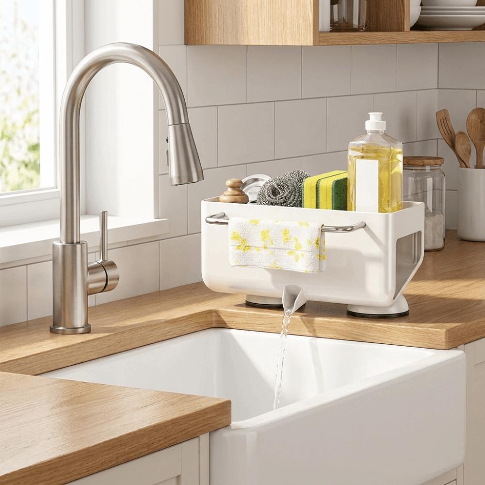 Carbon Steel Sink Storage Rack Punch Free Dishcloth Drying Rack Sink Drain Basket Dish Soap