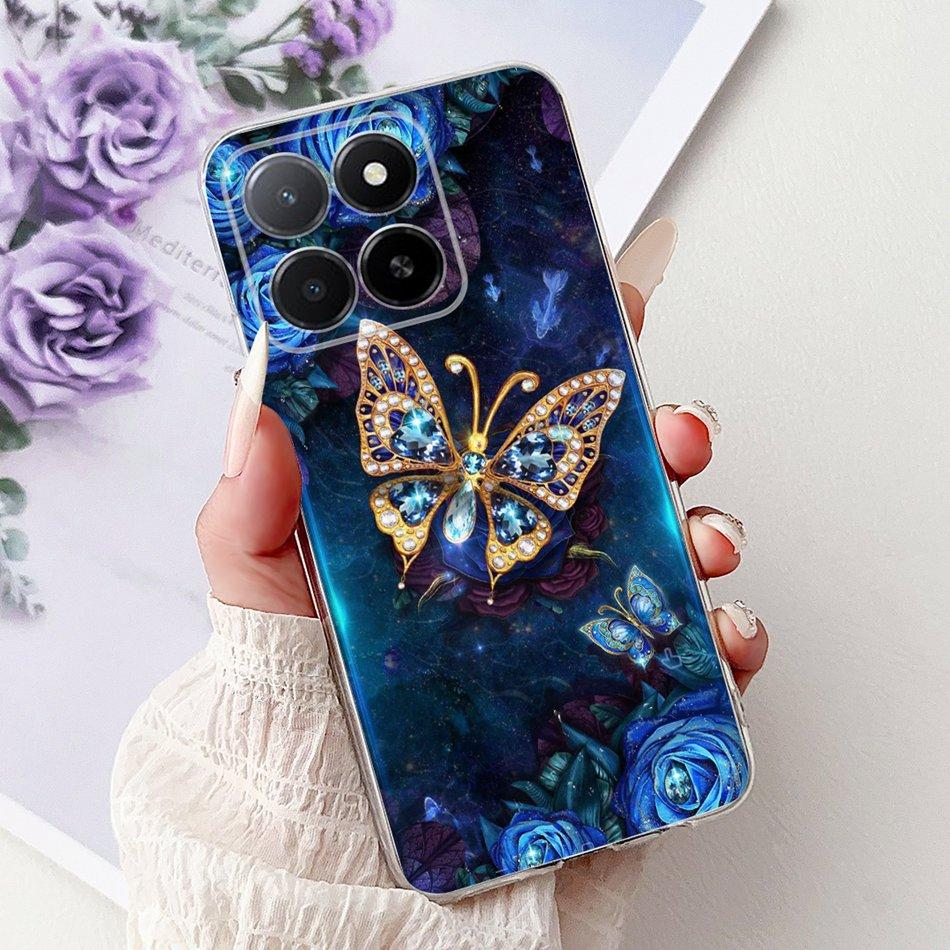 Phone Case For Honor X5b Plus X6b X7b X8b X9b 5G Elegant Flower Cat Painted Soft Silicone TPU Cases