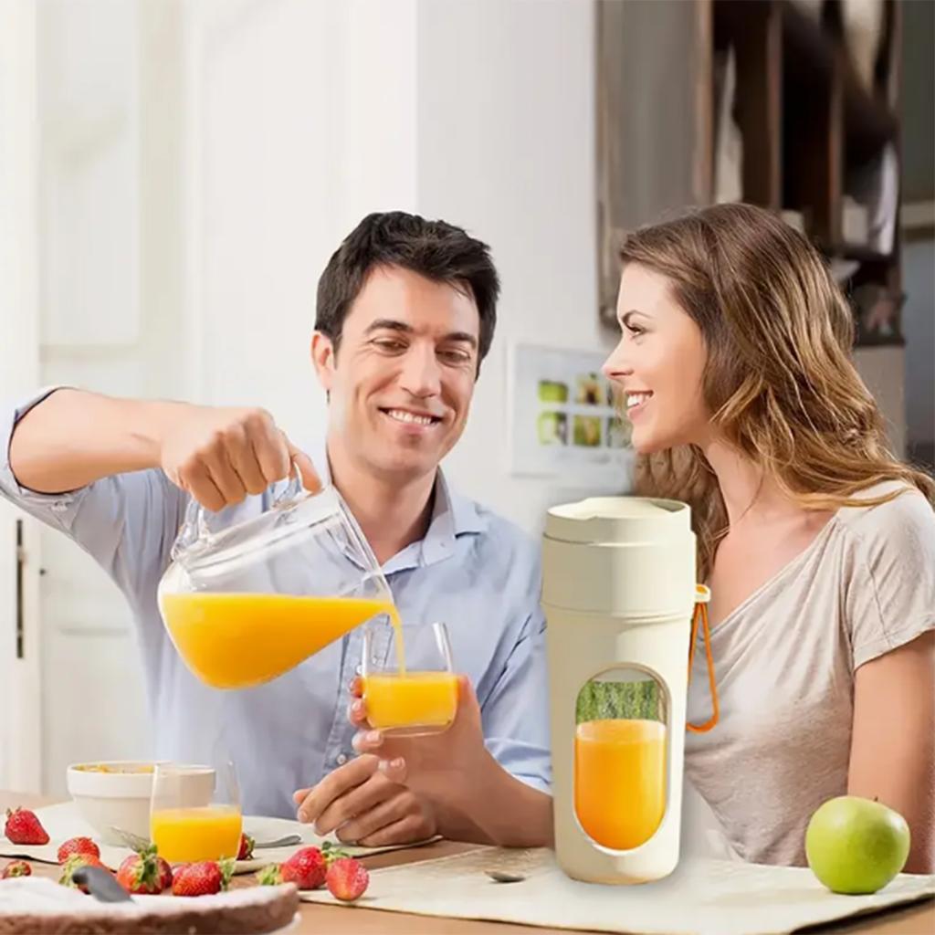 Double-Lid Juicer Cup Rechargeable for Fresh Juice Anytime,Multi-Functional Electric Juicer for Home Use