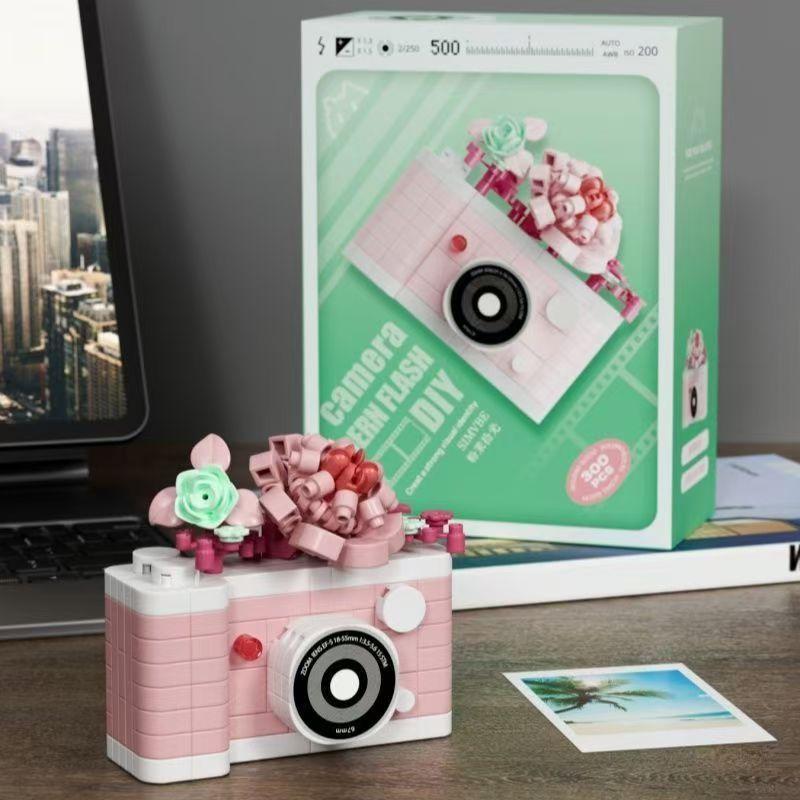 

Креативные строительные блоки Модель ретро-камеры Сделай сам Милые игрушки Подарок для детей Для девочек Pink Camera-300Pcs