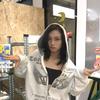 2000s Retro Vintage Sweatshirt Women Clothes White Print Tunic Hooded Y2k Coat Streetwear Fashion Casual Hoodies Tops Ropa Mujer