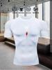 Maglia Compressiva Uomo Asciugatura Rapida Bianca Palestra T-Shirt Stampa Ragno Bianco Rosso Abbigliamento Sportivo Allenamento