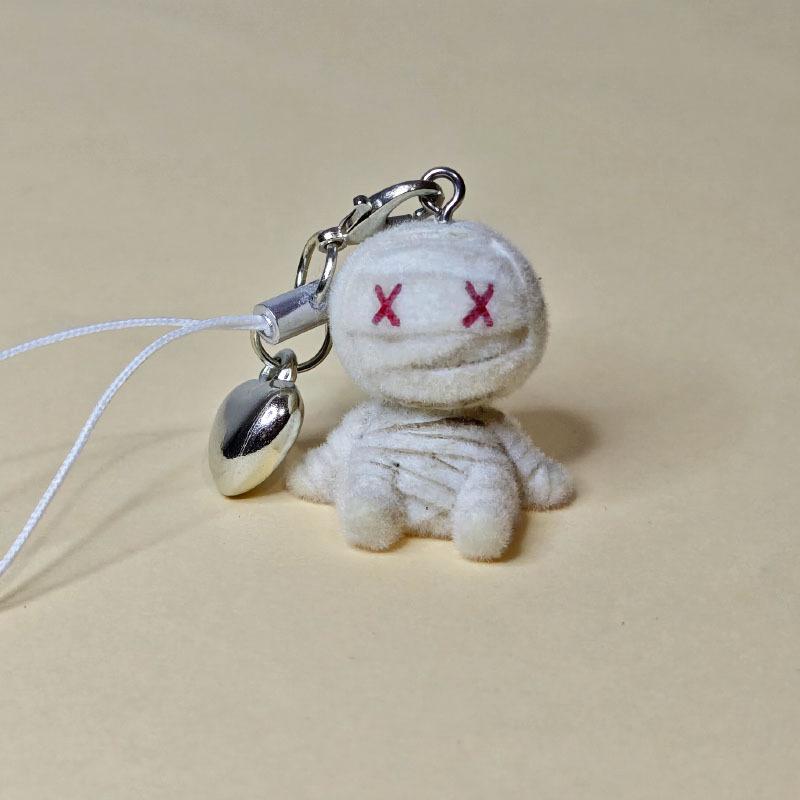 Halloween Flocked Mummy Ghost Phone Chain Charm Ins Style Phone Case Bag Camera Pendant