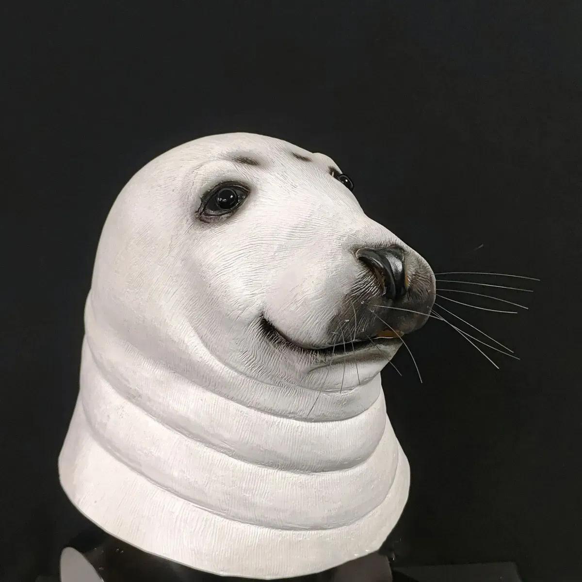 Seal animal latex mask, party mask One size fits all adults белый