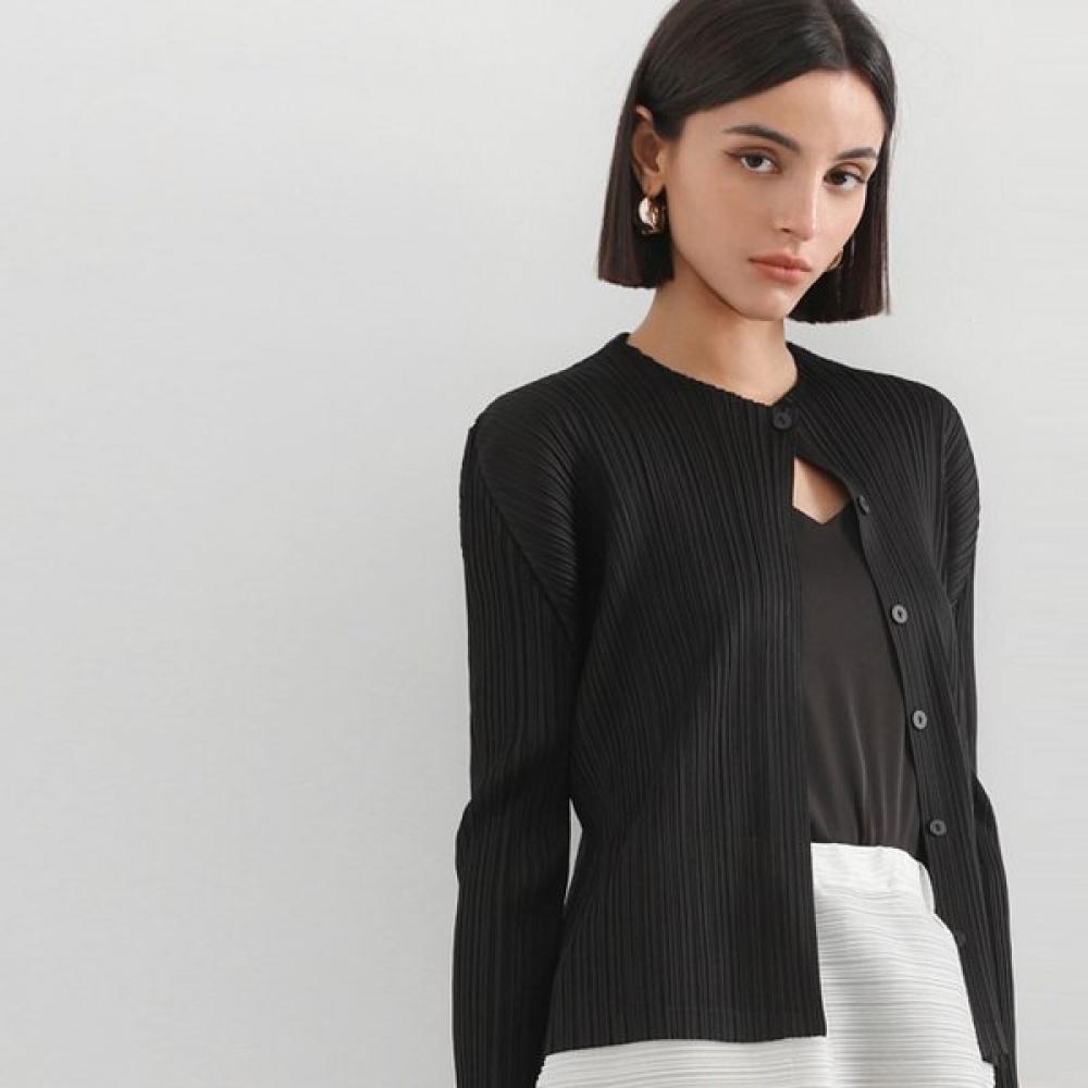 Pleats Mood Basic Button Pleats Cardigan