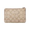 COACH Corner Zip 16 presbyopia canvas with leather mahjong wrist bag clutch small size women's white with khaki