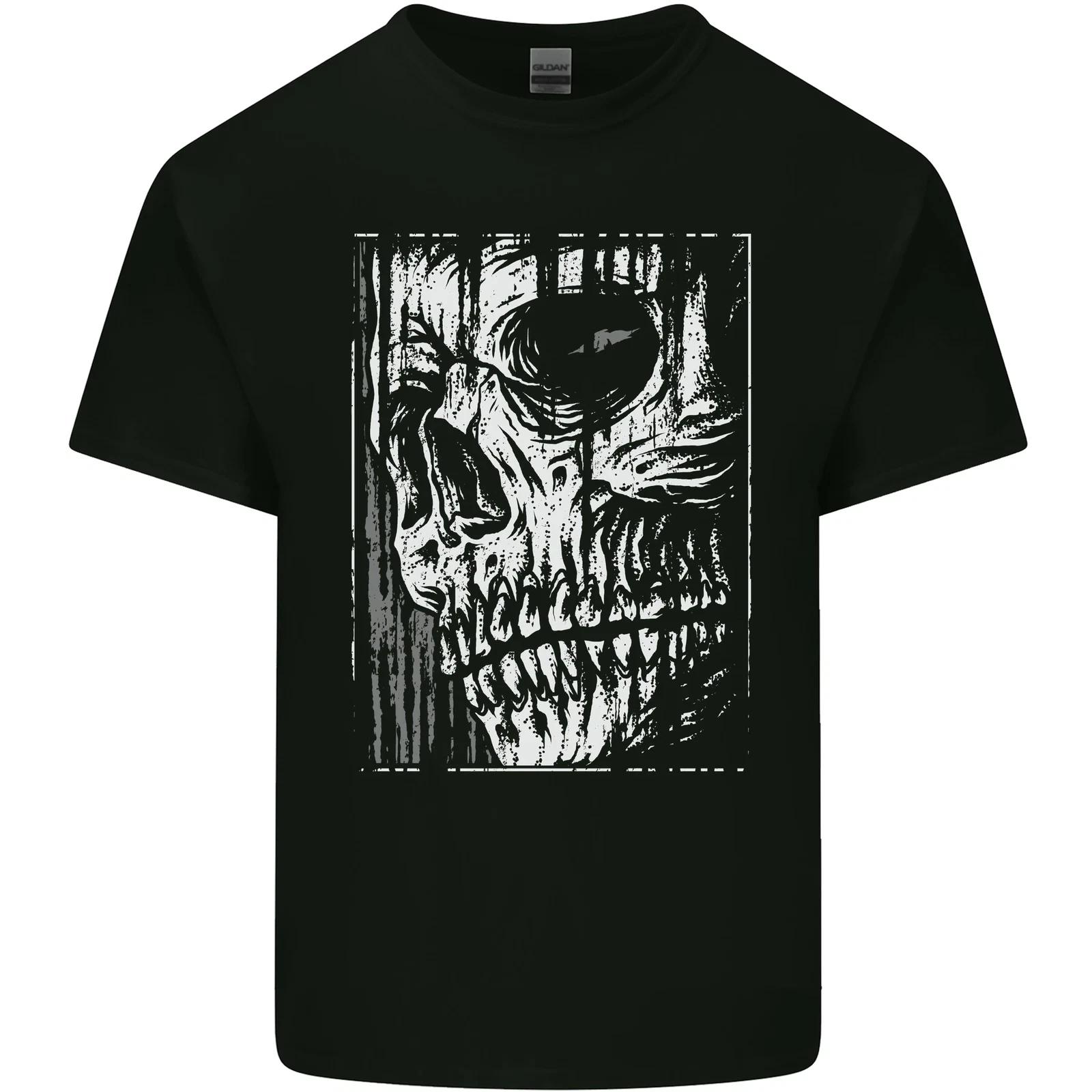 Grim Reaper Skull Gothic Biker Demon Kids T-Shirt Childrens L