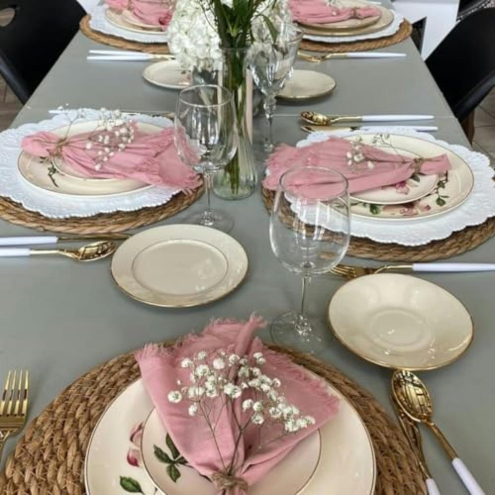 Natural Boho Round Placemats Set of 4 Handwoven Brown Water Hyacinth 12 Inch Table Decor for Dining Table and Everyday Use