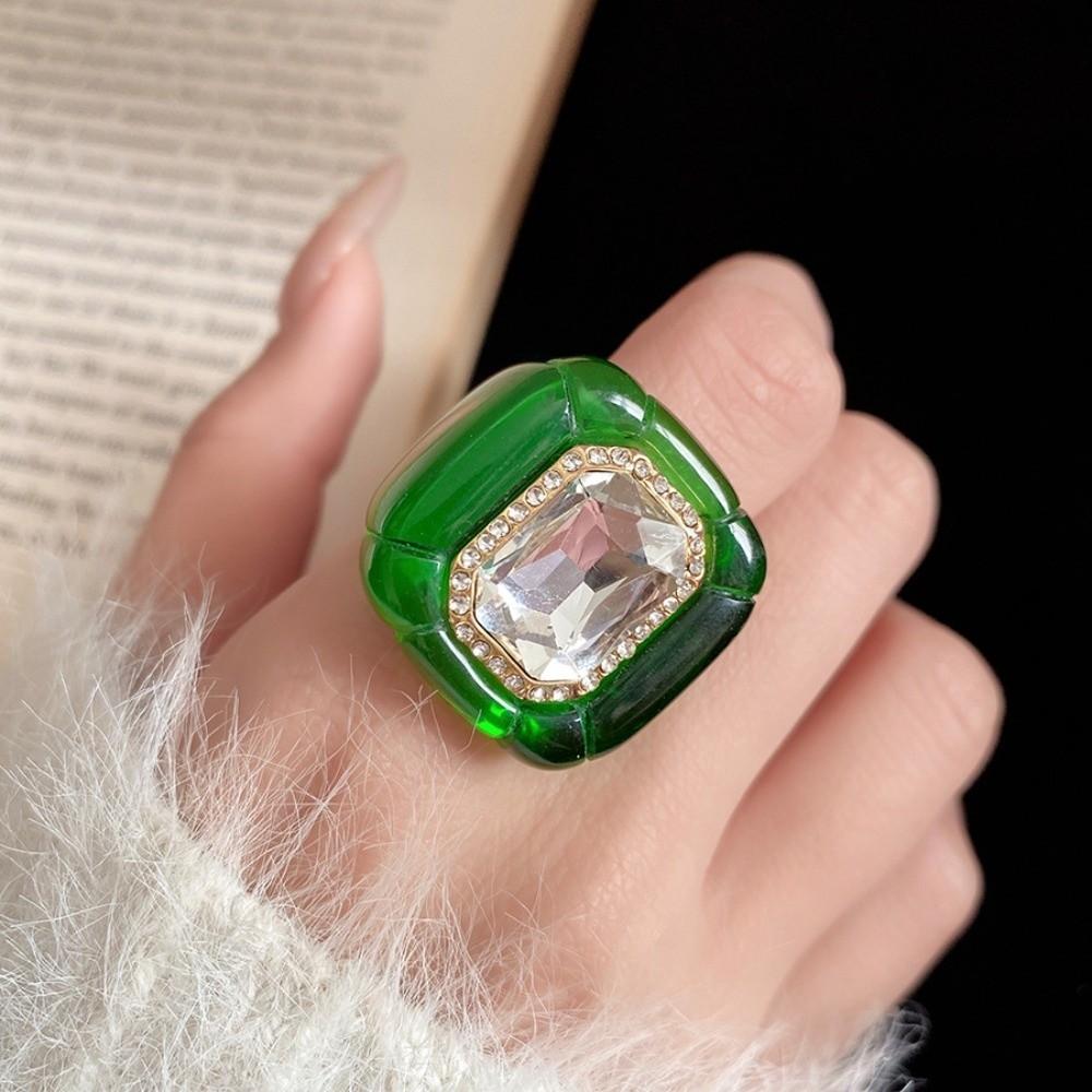 Exaggerated Acrylic Resin Ring Candy Color Big Dome Plain Ring Geometric Ring Jewelry Gifts