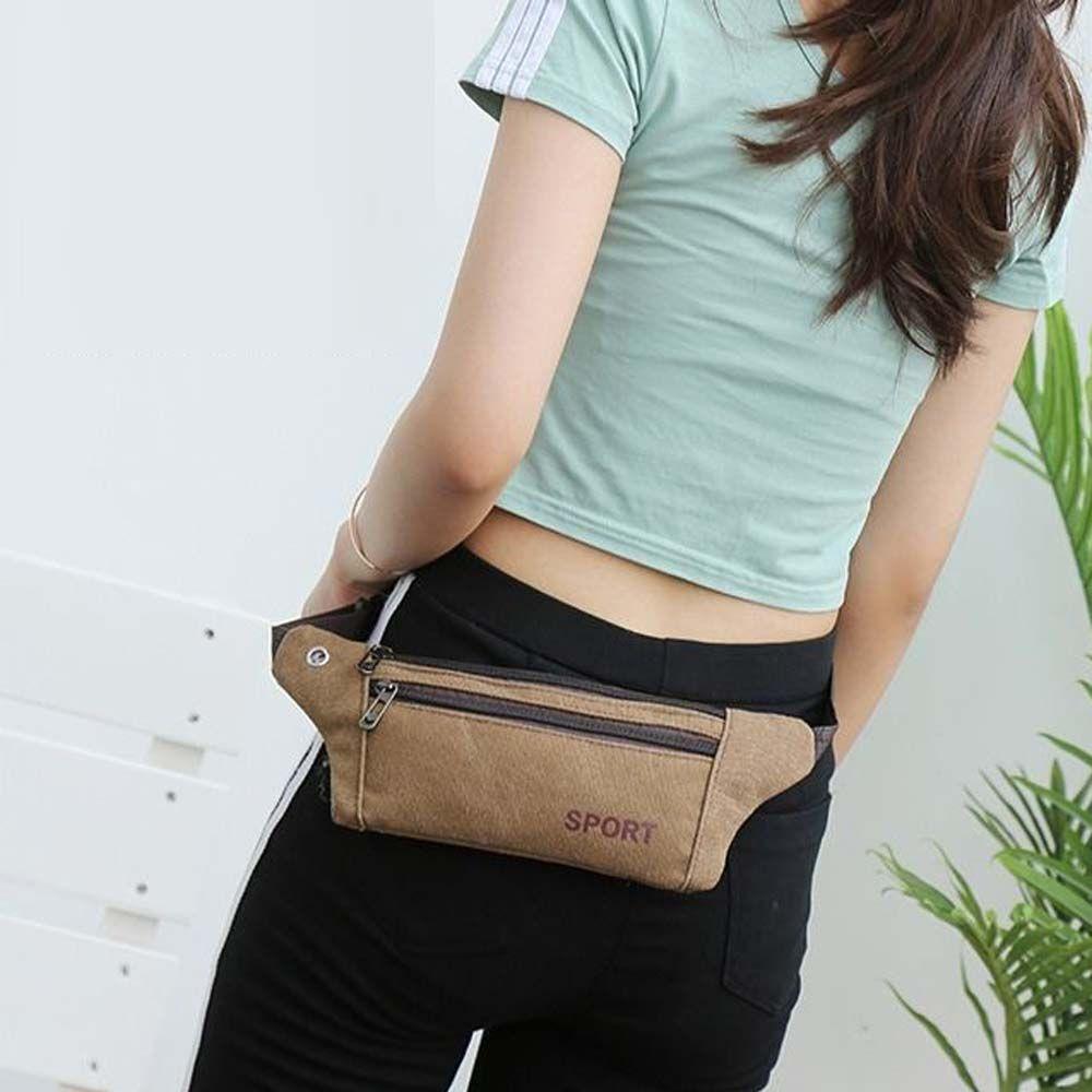 Casual Solid Color Canvas Outdoor Waist Belt Bag Canvas Bags Money Pouch Chest Bag Waist Packs