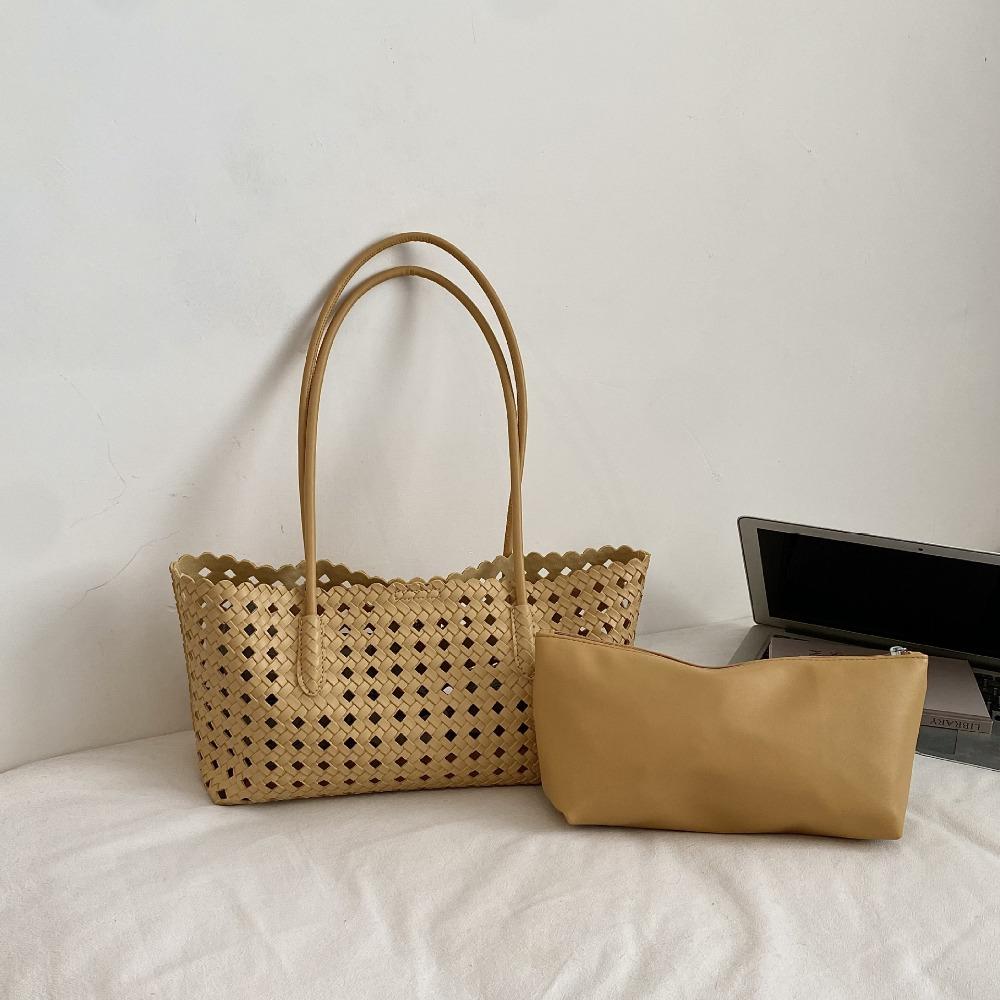 Large Capacity Hollow Out Weave Bag Fashion Woven Handbag Sweet Beach Handbag  Summer