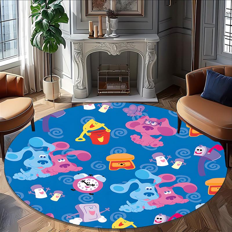 1pc Pistas da Blue Blue’s Clues4 Design Printed Area Round Carpet for Bedroom Living Room Home Decor Rugs Mat Non Slip Mat Rug for Bedside