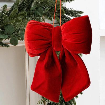 S/M/L Nœuds Rouges en Velours Pour Ornement d'Arbre de Noël Guirlande Topper Décoration de Maison de Fête Pendentif Nœuds de Noël en Velours