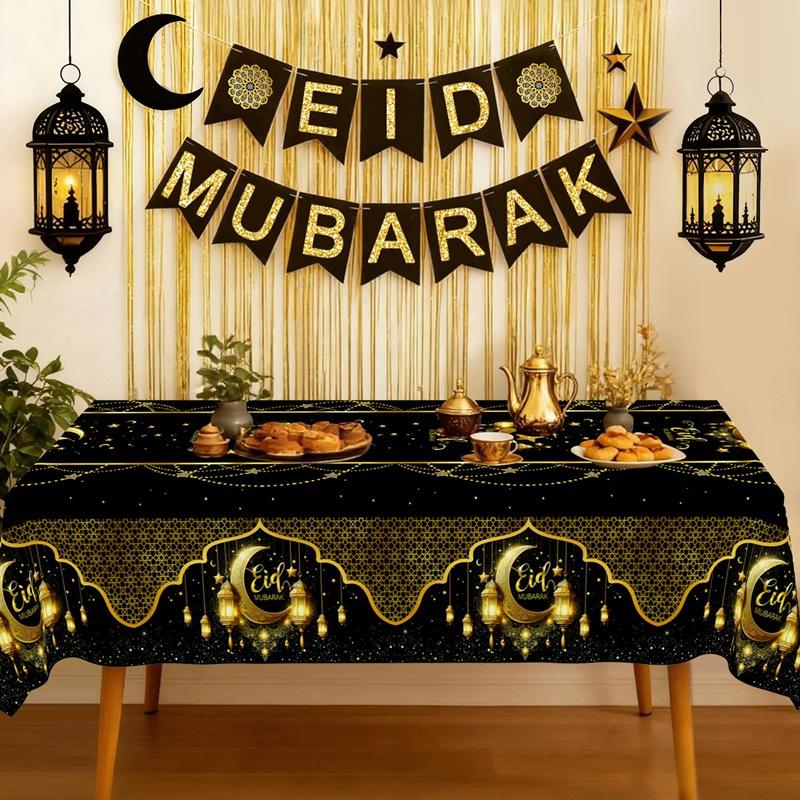 Eid Mubarak Tablecloth Ramadan Decoration 2026 for Home Islamic Muslim Party Eid Al Adha Gifts Ramadan Kareem Happy Eid Al Fitr