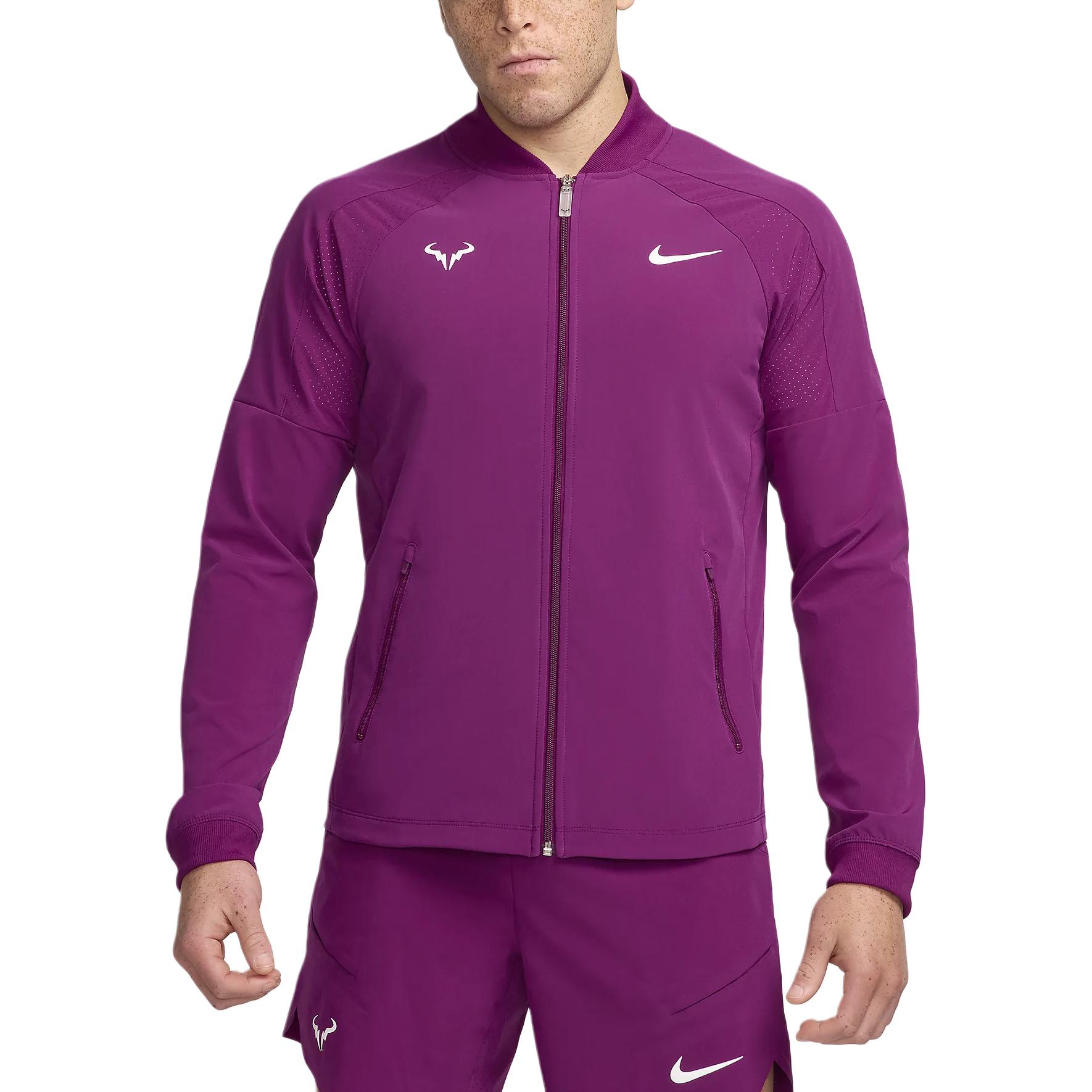 Nike Dri-FIT Rafa Tennis Comfortable Stretch Woven Logo Sports Jacket Men Jacket Sangria White DV2885-611 S